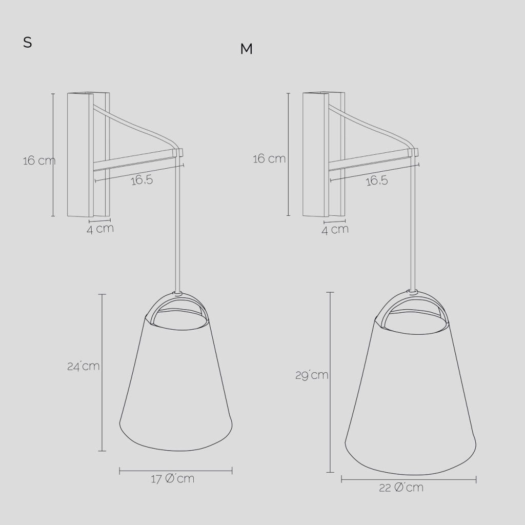Ficha técnica lámpara Cencerro Pergamino Aplique Muro Madera