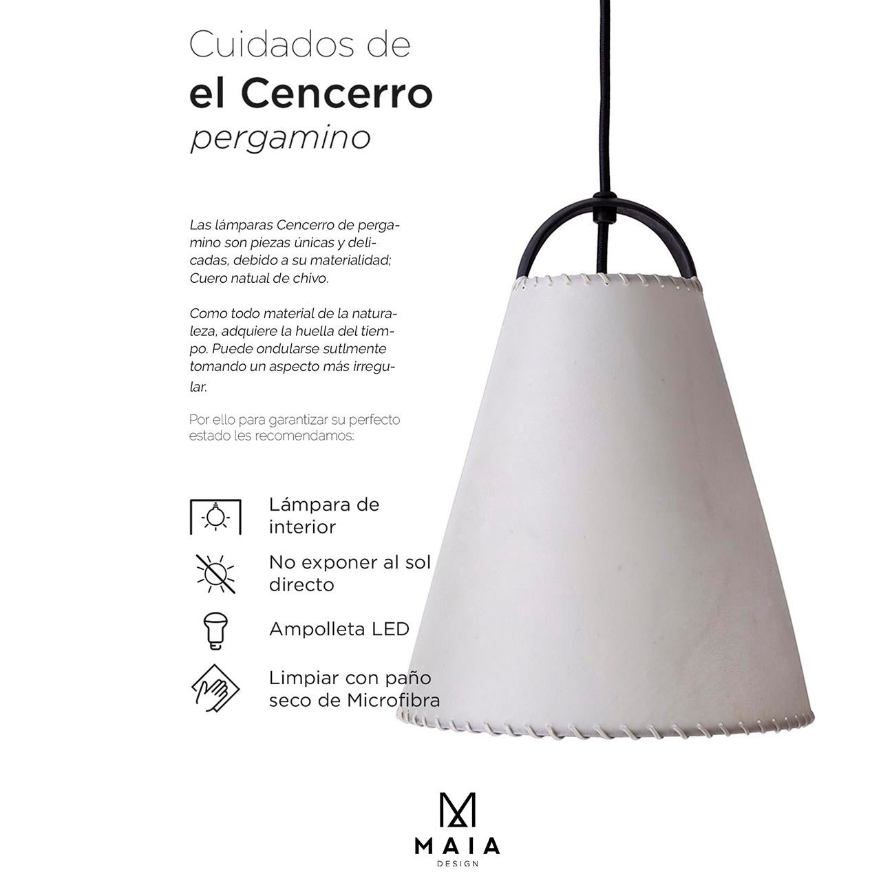 Lámpara Cencerro pergamino Escuadra Fierro