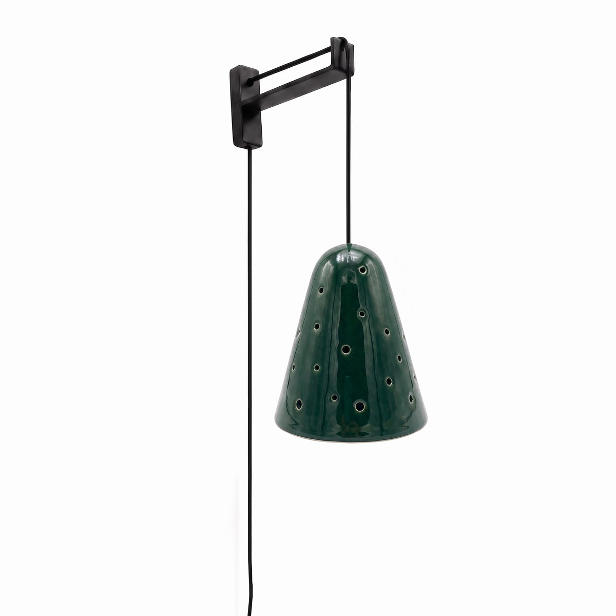 Lámpara Campanilla Verde Bosque Escuadra de Fierro