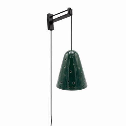 Lámpara Campanilla Verde Bosque Escuadra de Fierro