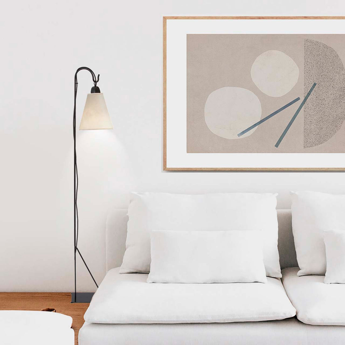Lámpara Cencerro Pergamino Base Fierro Pie (160cms de alto)